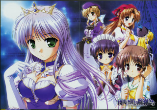 Anime girls long hair white 2 - purple hair free wallpaper for desktop