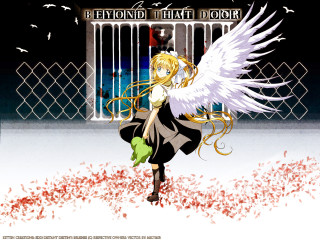Blonde angel wings black dress - white wing free wallpaper