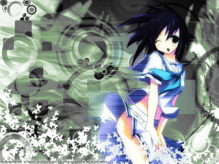 Anime girl black hair blue 10 - anime style free wallpaper