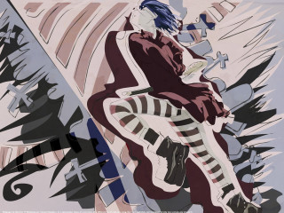 Woman ledger book tree blue - cubist free wallpaper