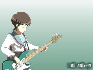 Guitar player green background anime - a guitar free wallpaper
