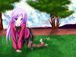 Purple hair girl sitting in - purple hair free wallpaper for desktop
