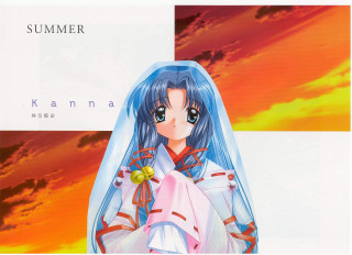 Blue hair veil flower sunset - a anime character free wallpaper