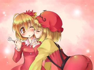 Anime hug kiss pink background - a pink background behind them free wallpaper