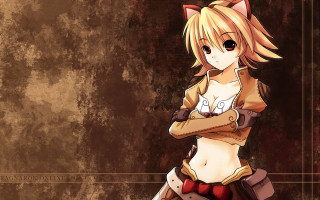 Anime catgirl brownbackground blonde redeyes - a brown background free wallpaper
