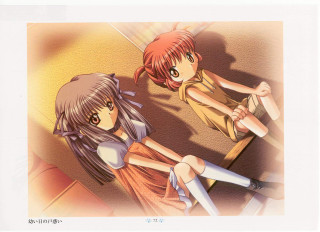 Two anime girls knife holding - the other holding free wallpaper