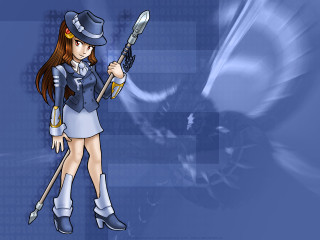 Woman uniform sword blue background - fantasy style free wallpaper