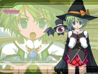 Girl witch hat broom cat - her hand and a cat free wallpaper