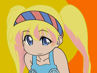 Blonde girl blue dress striped - hat free wallpaper