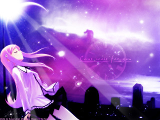 Girl long hair city skyline - a clock free wallpaper for desktop