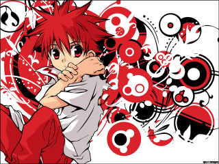 Anime redhair white shirt redpants - red pants free wallpaper
