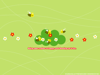 Green background bees flying quote - chiho aoshima free wallpaper