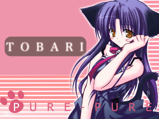 Tobarii purple haired girl cat - kawaii free wallpaper for desktop
