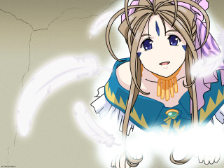 Cartoon longhair blue dress yellow - a pink bow free wallpaper