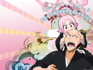 Pink hair man kimono birthday - a pattern of circles free wallpaper