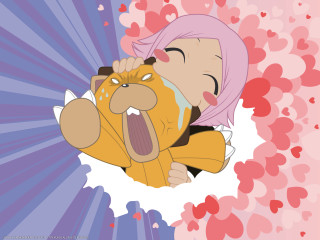 Cartoon character lovestruck blushing hearts - his tongue free wallpaper