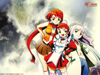 Anime girls moon cloudy rayonism - a full moon in the background free wallpaper