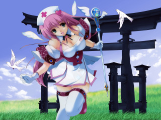 Girl sword bird gate anime - a sword and a bird free wallpaper