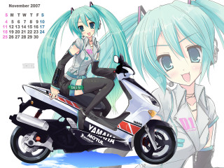Motorcycle girl calendar anime aqua - the bike free wallpaper