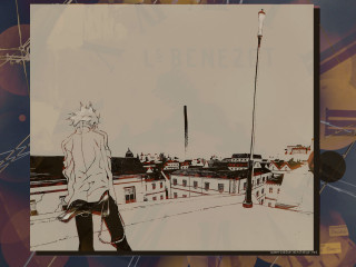 Person walking roof city skyline - a roof free wallpaper