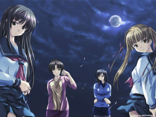 Anime girls fullmoon blue shirts - a blue shirt free wallpaper for desktop
