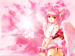 Pink haired girl angel wings - a white angel free wallpaper