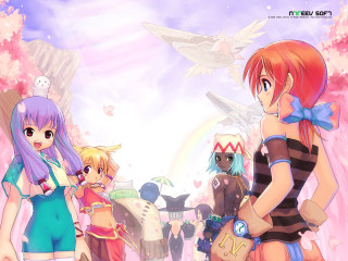 Anime girls rainbow sky angel - elysium free wallpaper