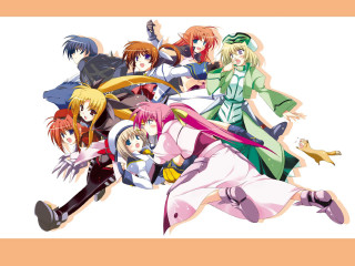 Anime magicalgirls wings blonde blueeyes - a pink background free wallpaper for desktop