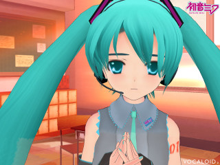 Blue haired girl vocaloid room - global illumination free wallpaper