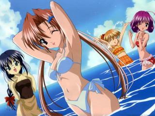 Ocean group women bikinis anime - one woman free wallpaper