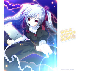 White hair anime girl laptop - short smile free wallpaper