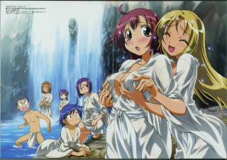 Waterfall anime girls blonde blue - a waterfall free wallpaper