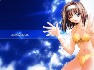 Girl bikini clouds anime blue - a girl in a bikini free wallpaper