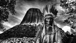 Native american statue mountain sky - ansel adams free wallpaper for desktop