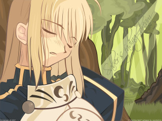 Anime girl blonde hair cat 3 - her lap free wallpaper