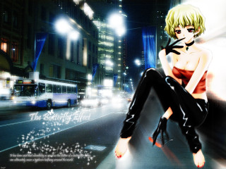 City night skyline rooftop blonde - a red top free wallpaper