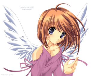 Girl angel wings anime blush - a finger free wallpaper