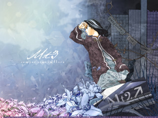 Woman clock flowers rooftop mosaic - the foreground and a building in the background free wallpaper