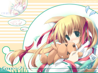Girl teddy bear anime elf - a girl holding free wallpaper