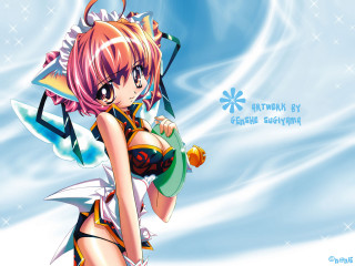 Anime girl sword bikini blue - her body free wallpaper