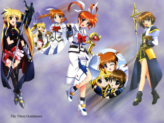 Anime girls swords wings magical - a line free wallpaper