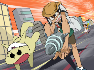 Cartoon character large object dog - his hand and a dog free wallpaper