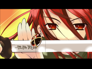 Redhair girl sword behindhead serious - her hand behind her head free wallpaper for desktop