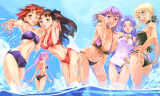 Anime water group women bathing - a group of women free wallpaper for desktop