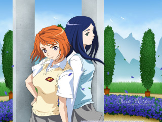 Anime girls blue red flower - a blue flower free wallpaper