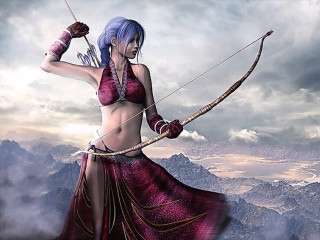 Woman bikini bow arrow mountain - a mountain top free wallpaper