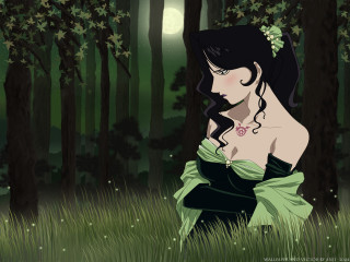 Green dress forest night fireflies - a green dress free wallpaper for desktop