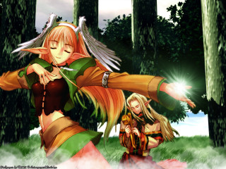Forest elf sword battle blonde - one holding free wallpaper for desktop