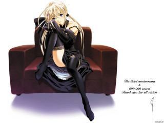 Woman sitting couch blonde blueeyes - computer art free wallpaper for desktop