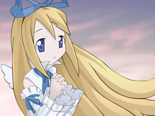 Blonde anime girl blue bow - a blue bow free wallpaper